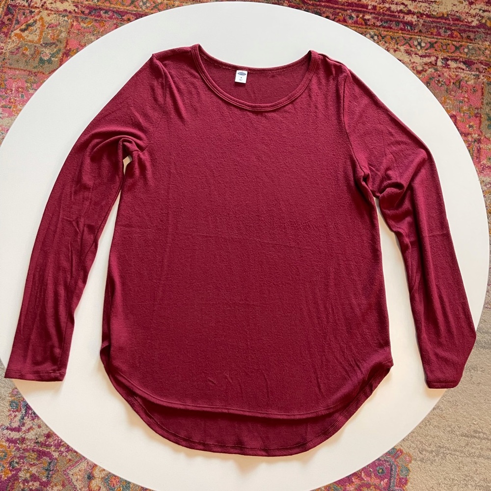 Old Navy Long Sleeve Maroon Tunic Hem Top